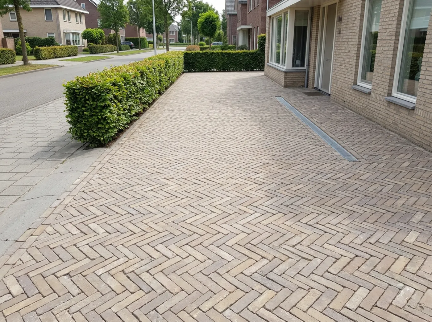 Oprit met Potsdam klinkers in dikformaat