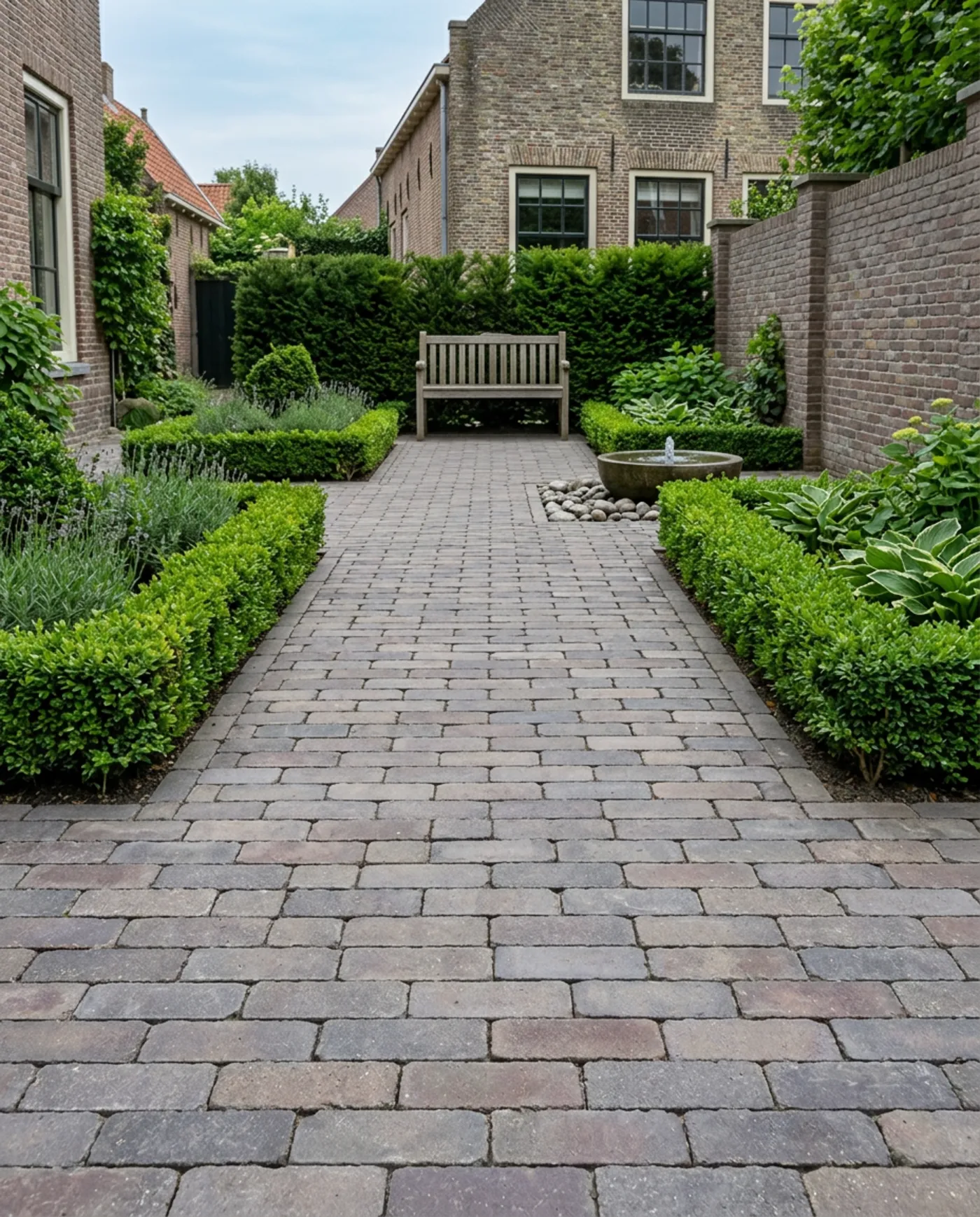 Tuin met Hamburg klinkers in waalformaat