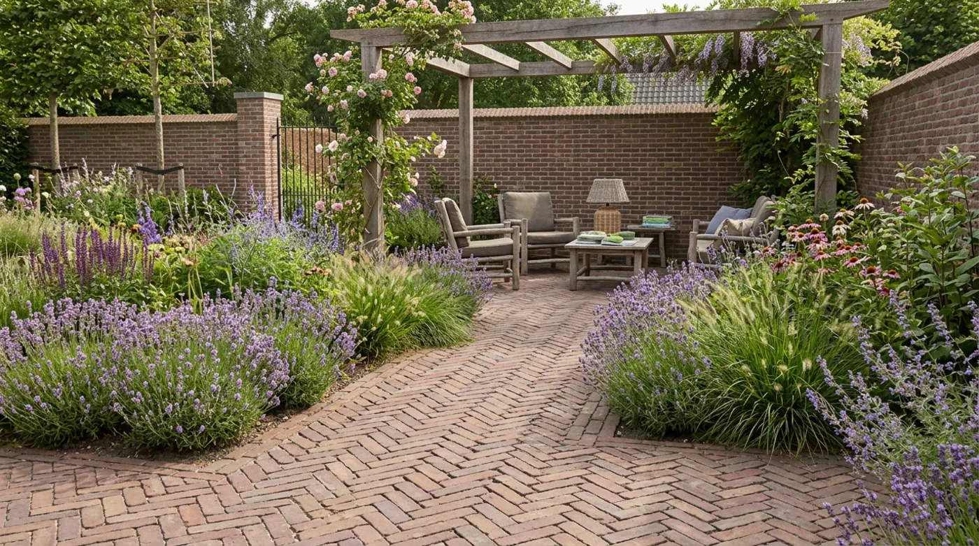 Tuin met Malotti klinkers in waalformaat